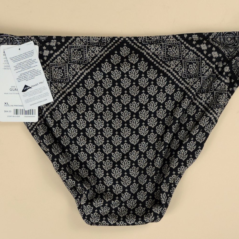 Athleta Bikini Bottom Brown and Black Aqualuxe Strappy Bottom XL NWT - Picture 2 of 4